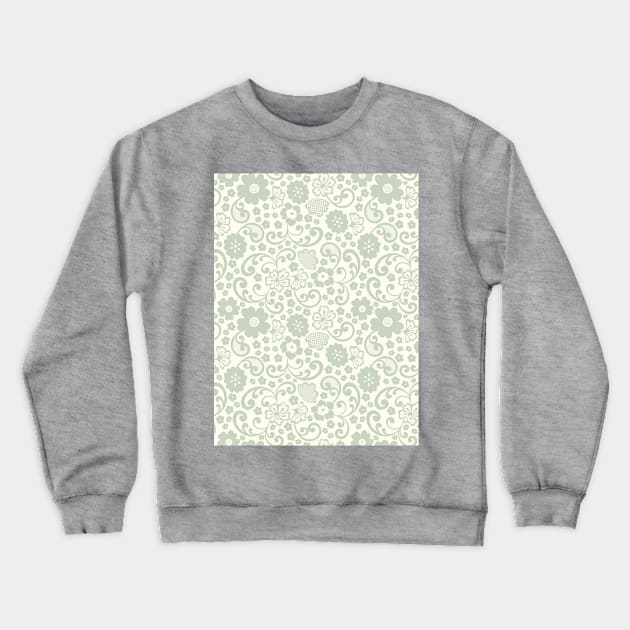 swedish kurbits Scandinavian folkart dala horse traditional vintage rosemaling sage green Crewneck Sweatshirt by blomastudios